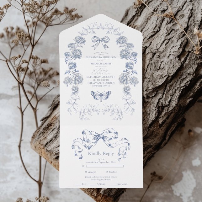 Elegant Fransk Vintage Blue Blommigt Bröllop (Skapare uppladdad)