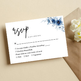 Elegant Fransk Vintage Blue Blommigt Bröllop OSA Kort