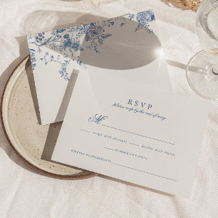 Elegant Fransk Vintage Blue Blommigt Jouy Bröllop OSA Kort
