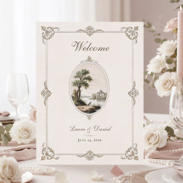Elegant fransk vintage-château bröllopsaffisch poster