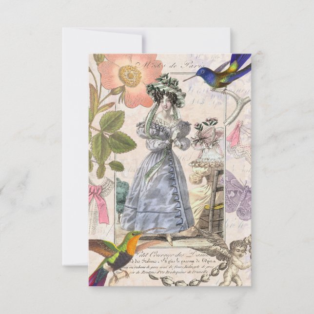 Elegant Fransk Vintage Paris Möhippa Inbjudningar (Framsida)