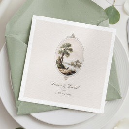 Elegant fransk vintage slott bröllopsservett pappersservett