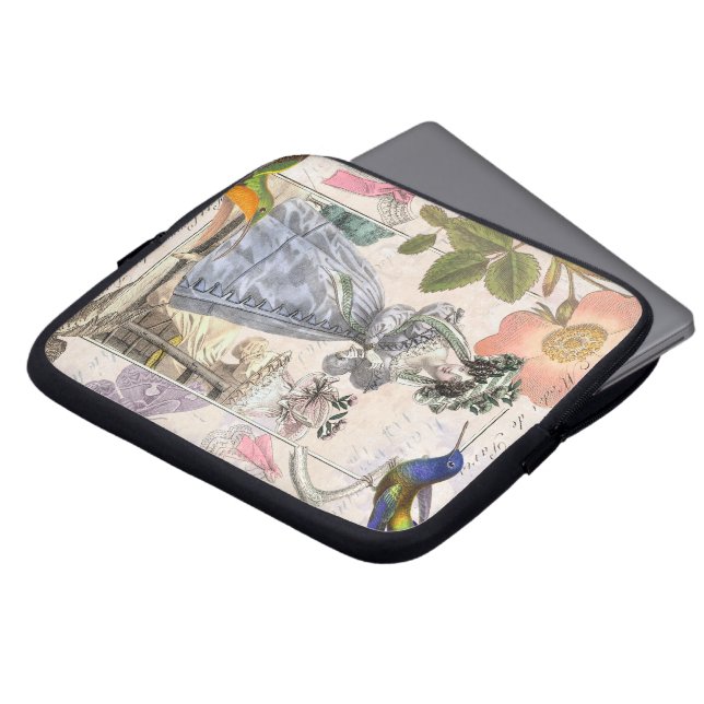 Elegant fransk vintagemodeCollage Laptop Sleeve (Framsida topp)