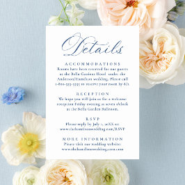 Elegant French Blue Floral Wedding Details Tilläggskort