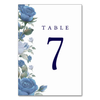 Elegant French Blue Rose Watercolor Wedding Bordsnummer