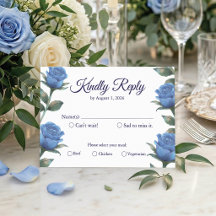 Elegant French Blue Rose Watercolor Wedding