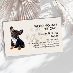 Elegant French Bulldog bröllopsdag Pet Care Visitkort