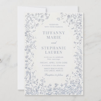 Elegant French Floral Wedding Invitation Inbjudningar