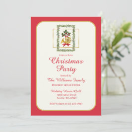 Elegant French Horn Christmas Cherry Red Inbjudningar