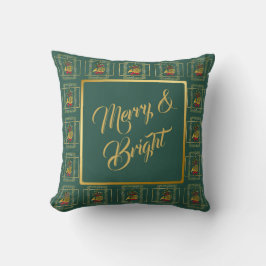 Elegant French Horn Christmas Dark Green Kudde