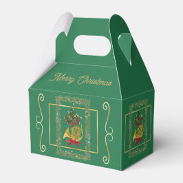 Elegant French Horn Christmas Green Favor Boxes Presentaskar