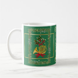 Elegant French Horn Christmas Green Kaffemugg