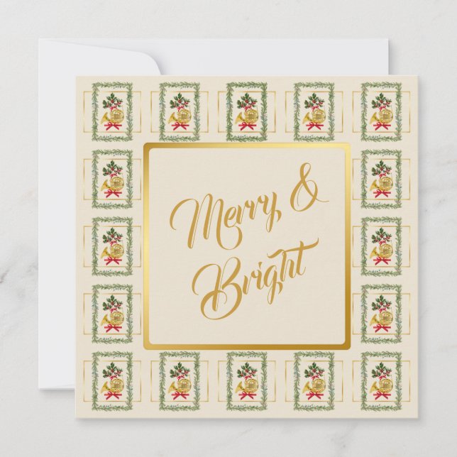 Elegant French Horn Christmas Irish Cream Card (Framsida)