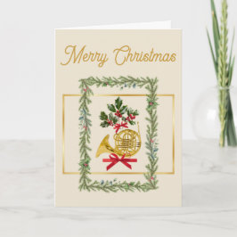 Elegant French Horn Christmas Irish Cream Helgkort