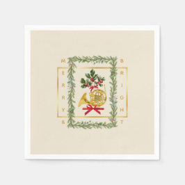 Elegant French Horn Christmas Irish Cream Paper Pappersservett