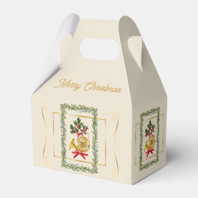 Elegant French Horn Christmas Irish Cream Presentaskar (Framsidan Sidan)