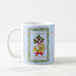 Elegant French Horn Christmas Light Blue Kaffemugg