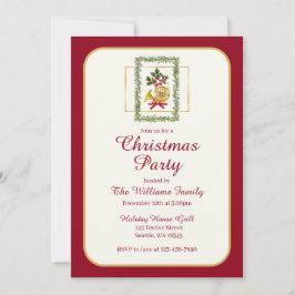 Elegant French Horn Christmas Maroon Inbjudningar