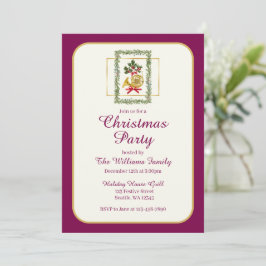 Elegant French Horn Christmas Purple Inbjudningar