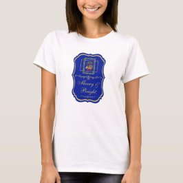 Elegant French Horn Christmas Royal Blue Emblem T Shirt