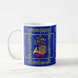Elegant French Horn Christmas Royal Blue Kaffemugg