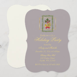Elegant French Horn Christmas Taupe Card