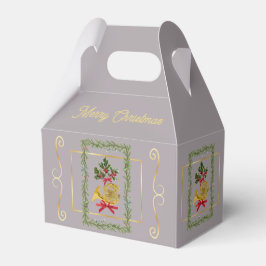 Elegant French Horn Christmas Taupe Favor Boxes Presentaskar