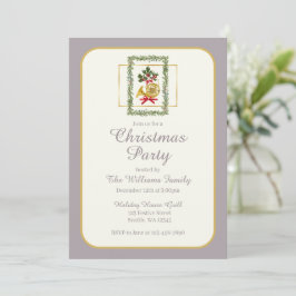 Elegant French Horn Christmas Taupe Inbjudningar