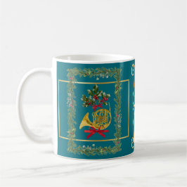 Elegant French Horn Christmas Teal Kaffemugg
