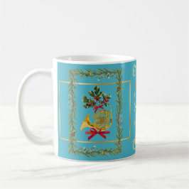 Elegant French Horn Christmas Turquoise Kaffemugg