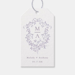 Elegant French Lavender Floral Crest Wedding Presentetikett