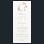 Elegant French Roses Vintage Crest Wedding Program<br><div class="desc">Elegant French Roses Vintage Toile Gold Crest Wedding Program. Traditional Wedding Order of Service. Wedding Floral Monogram Crest.</div>