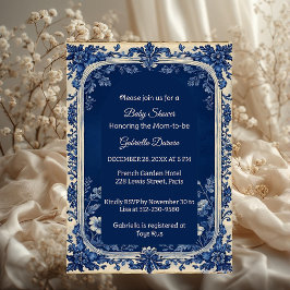 Elegant French Toile Parisian Poetic Baby Shower  Inbjudningar
