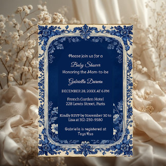 Elegant French Toile Parisian Poetic Baby Shower  Inbjudningar