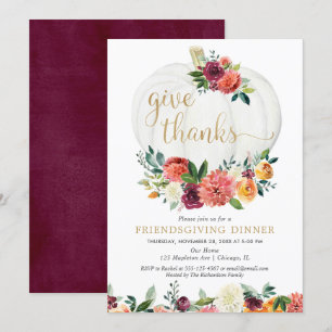 Elegant Friendsgiving blommigt för sommarskorstens Inbjudningar