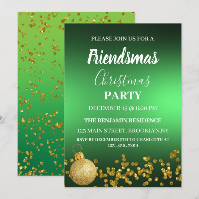 Elegant Friendsmas-inbjudan till julfest Inbjudningar (Fram/baksida)