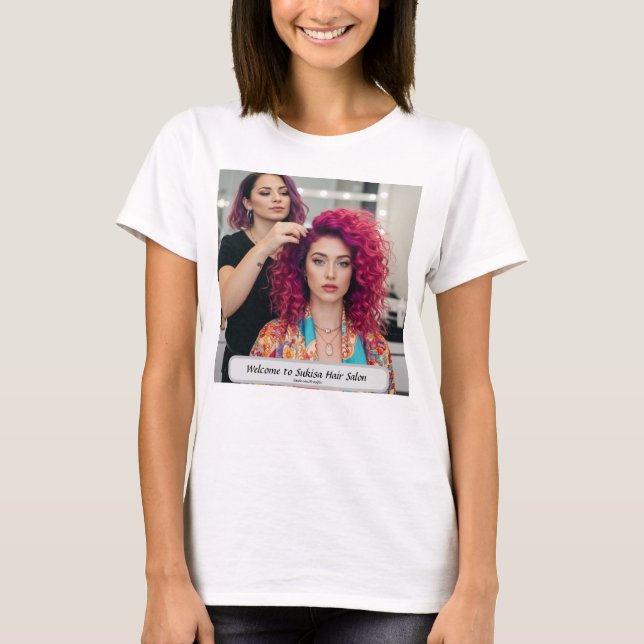 Elegant frisersalong med eget namn t shirt (Framsida)