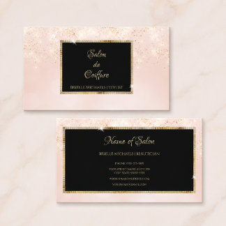 Elegant frisör Blush Guld Visitkort