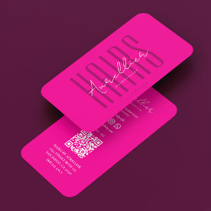 Elegant frisör djup rosa fuksia  visitkort