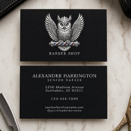 Elegant frisörsalong Silver Ugglor Barbershop Pol Visitkort