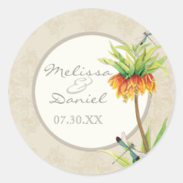 Elegant Fritillaria n Dragonfly Favor Gift Sticker Runt Klistermärke