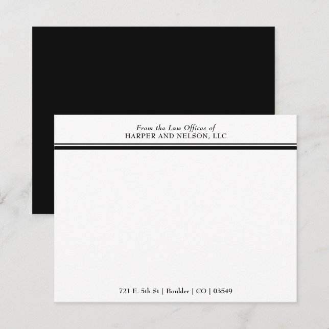Elegant From the Desk of Double Border Lawyer Anteckningskort (Fram/baksida)