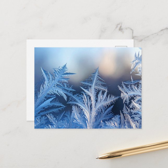  Elegant Frost Crystal Vinter vykort (Fram/Back In Situ)