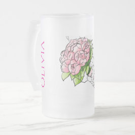 Elegant Frostad Glas Blommig Ölmugg - Anpassad Bru Frostat Ölglas