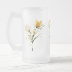 Elegant Frosted Glass Mugg - Blommigt Bouquet Desi
