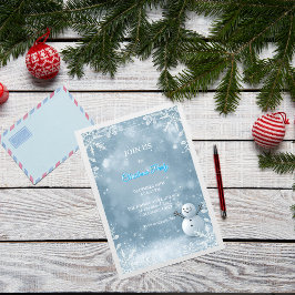 Elegant Frosty Blue & White-julinbjudan Inbjudningar