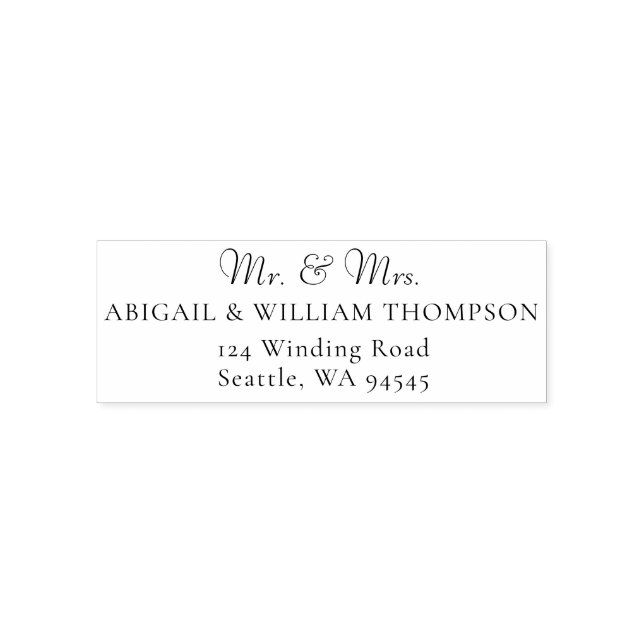 Elegant, fru Classic Bröllop Returadress Självfärgande Stämpel (Design)