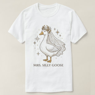 Elegant Fru Silly Goose Bröllopsdesign T Shirt