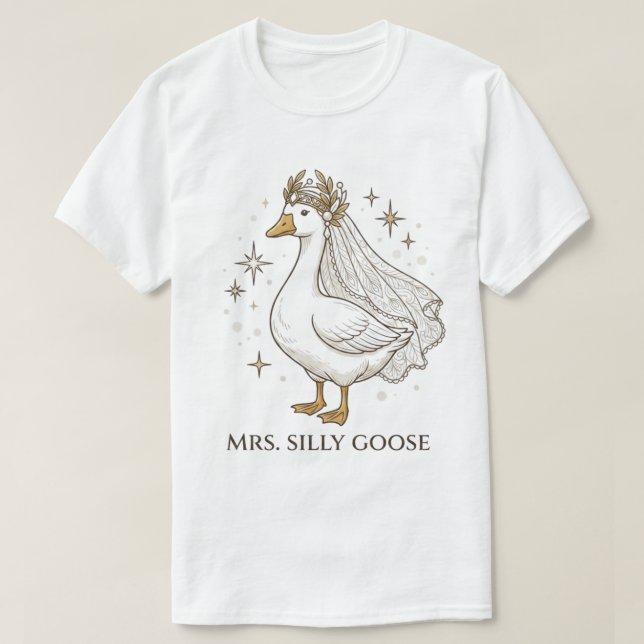 Elegant Fru Silly Goose Bröllopsdesign T Shirt (Design framsida)