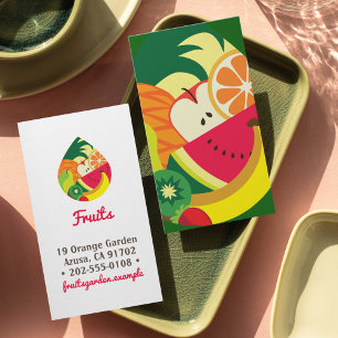 Elegant Fruit illustration Grönt röd gult fruktig Visitkort